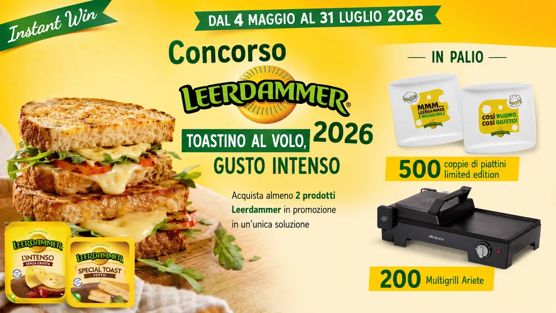 Concorso Leerdammer 2026: vinci piatti personalizzati e piastre Ariete