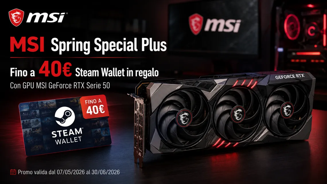MSI Spring Special Plus: fino a 40€ di Steam Wallet con le GPU MSI
