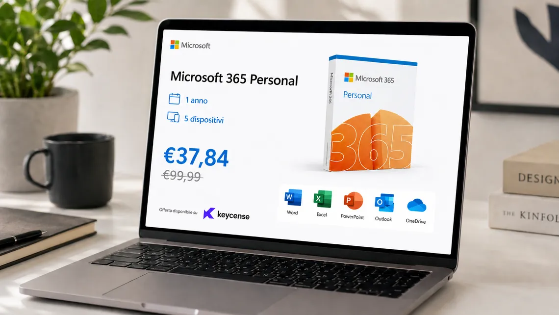 Office 365 a 37,84€ su Keycense: risparmia su Microsoft 365 Personal