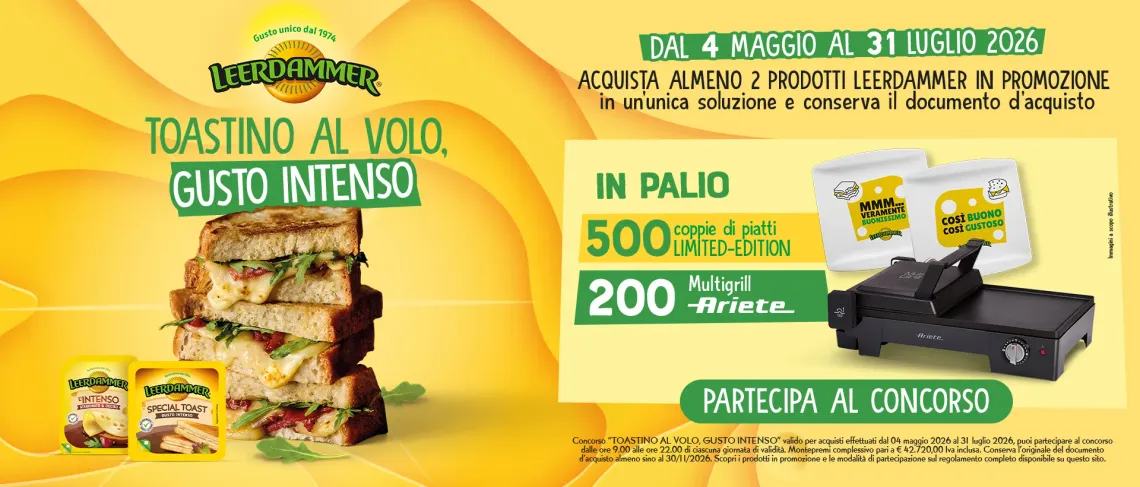 Concorso Leerdammer Toastino al Volo 2026: come partecipare e cosa si può vincere