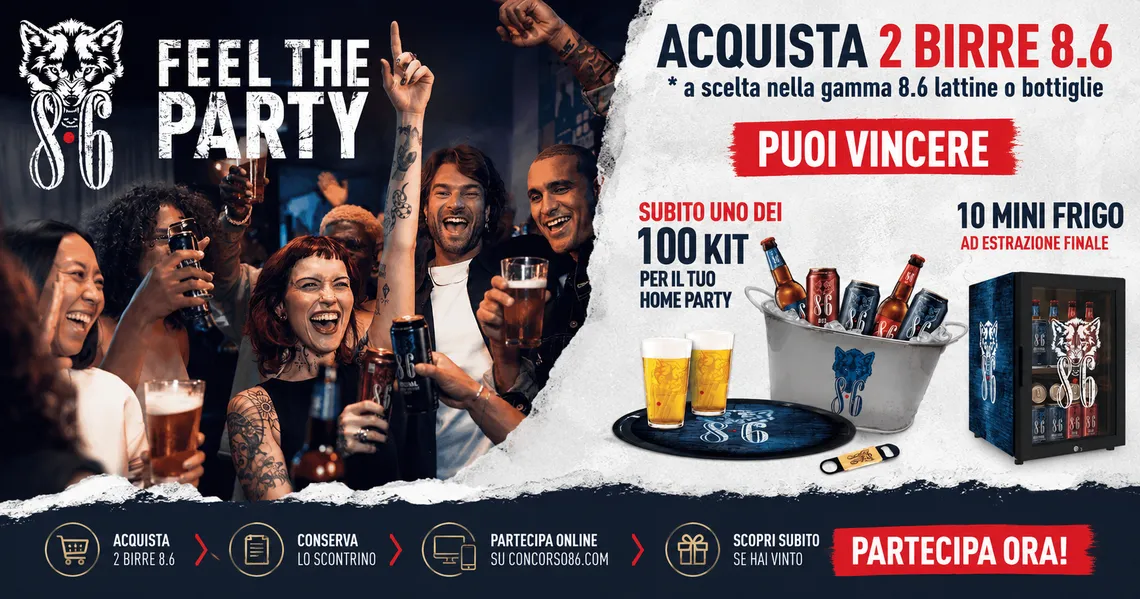 Concorso 8.6 Feel The Party: vinci kit Home Party e mini frigo