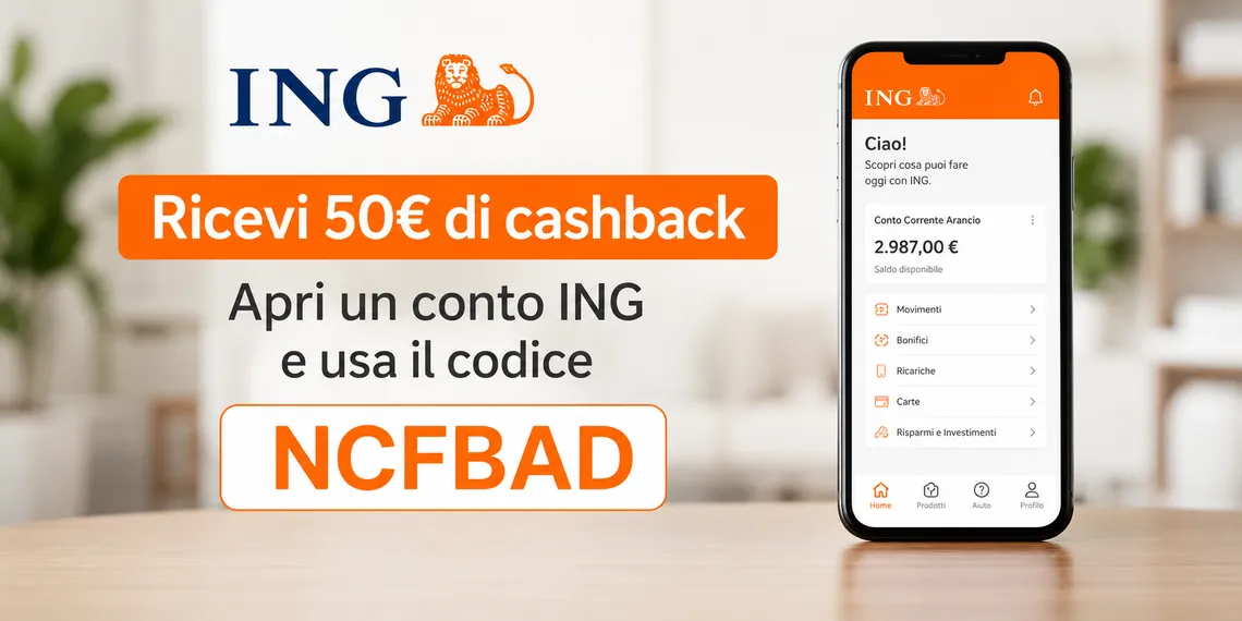 Apri un conto ING e ottieni 50 euro di cashback: ecco come funziona