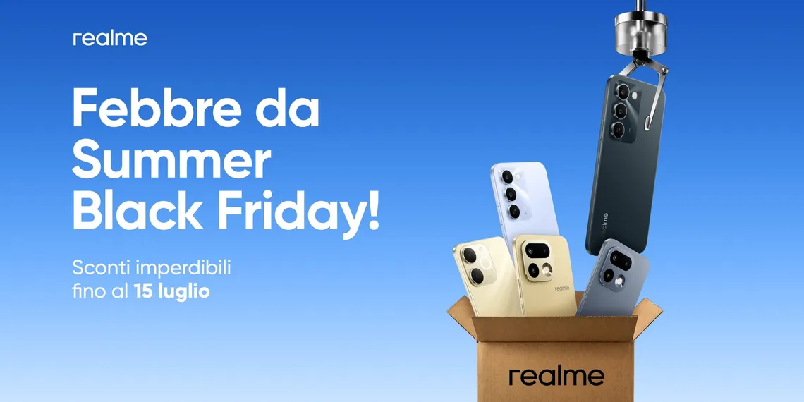 Black Friday d’Estate realme: offerte su serie 16 Pro, C100 5G e Note 70T fino al 15 luglio