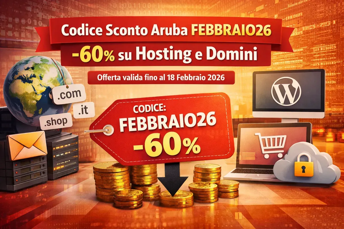 Codice sconto Aruba Febbraio 2026: -60% su domini, hosting e servizi web