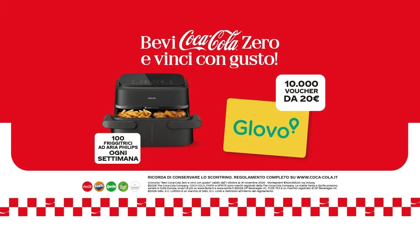 Concorso Coca-Cola 2026: in palio Airfryer Philips e buoni Glovo