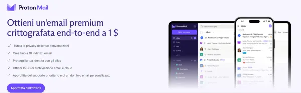 👉 Proton Mail e Drive: solo 1€ per il primo mese, offerta lampo!